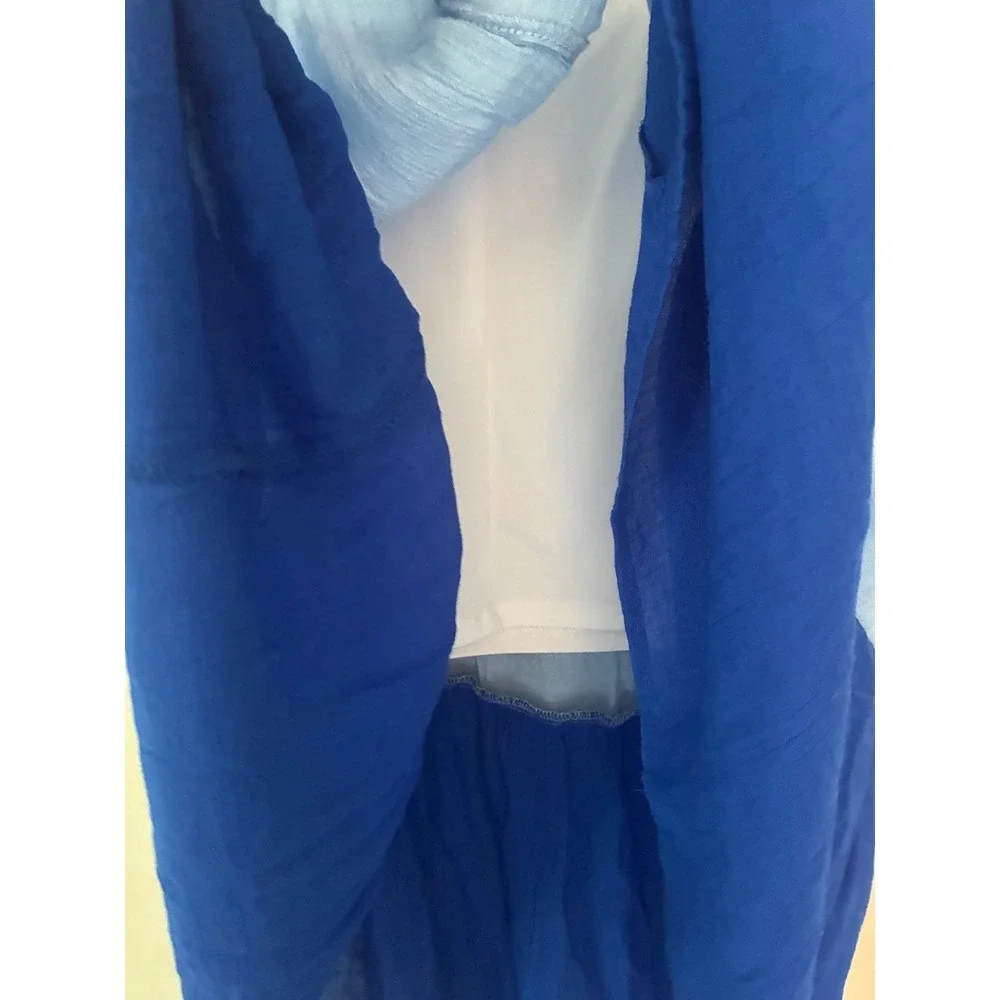 Studio Maxi Skirt Women PL Blue White Tiered Ombre‎ Tassel Petite Bohemian